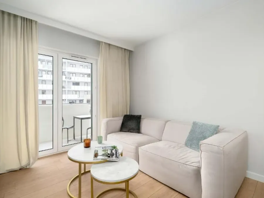 Beige and Green Two Bedroom Apartment in Poznań with Parking and Bathtub by Noclegi Renters, photo 1 of 10